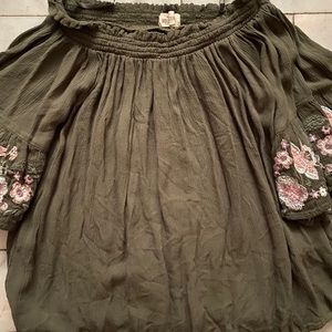 Olive off the shoulder shirt